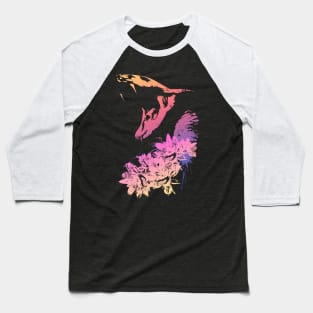Cobra and Flowers - Cream Baseball T-Shirt